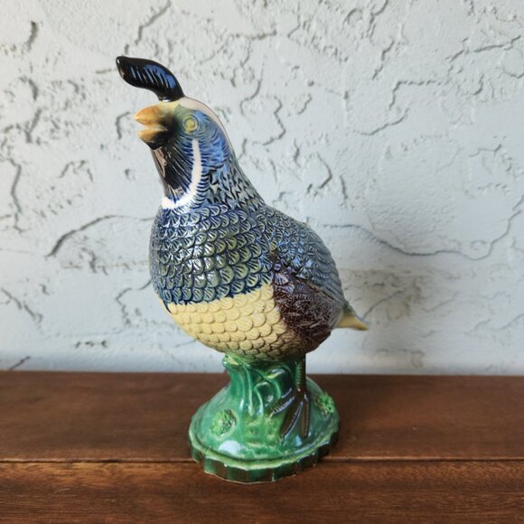 Vintage 1950s Ball Bros Ceramic Quail Bird Figurine Planter Vase 7.3" Tall - Picture 4 of 13